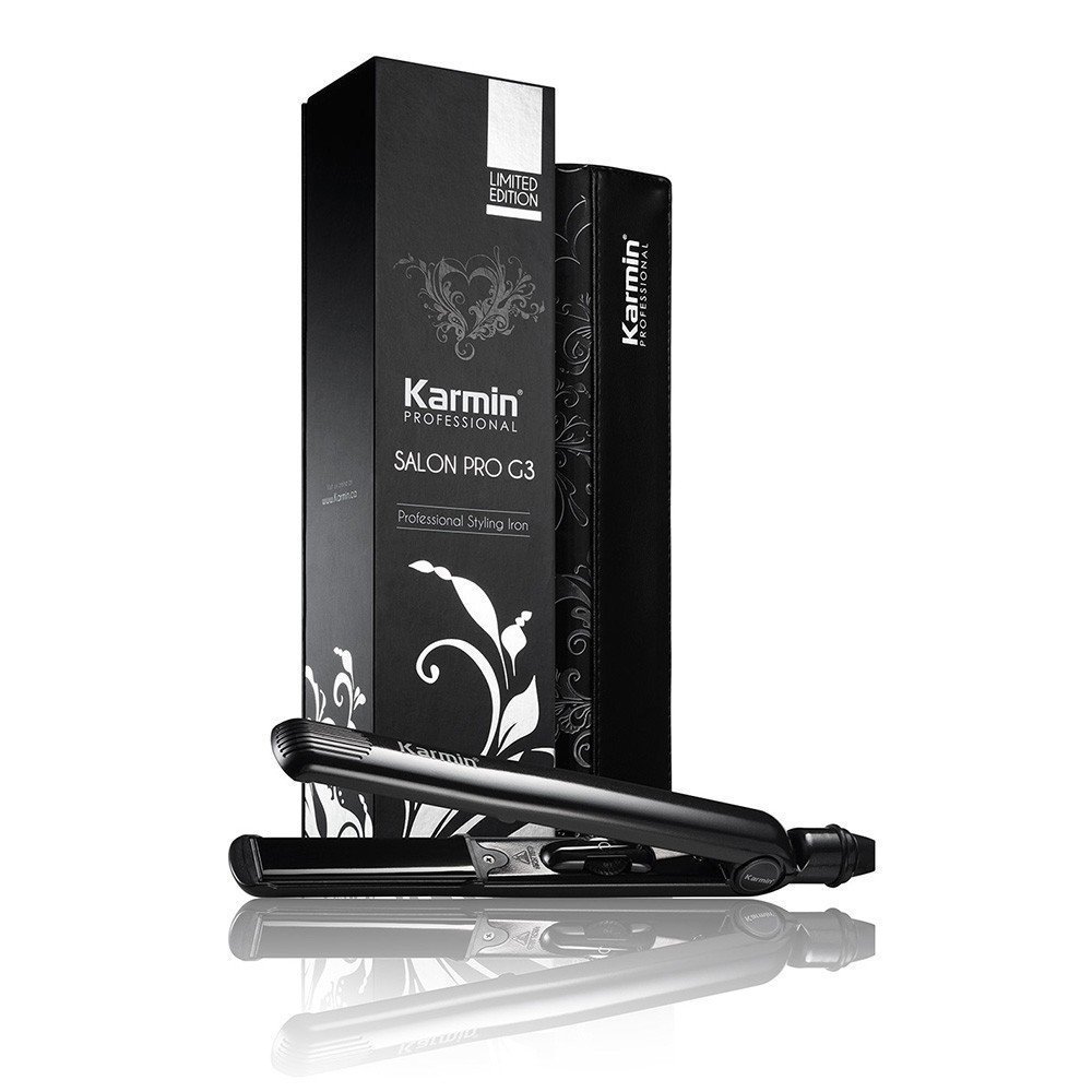 KARMIN G3 Pro Professional Tourmaline Ceramic Hair Straightener / Styling Flat Iron / 460F / Straighten, Curl, Wave, Heat Matt & Carrying Case, Black (KMG3B)