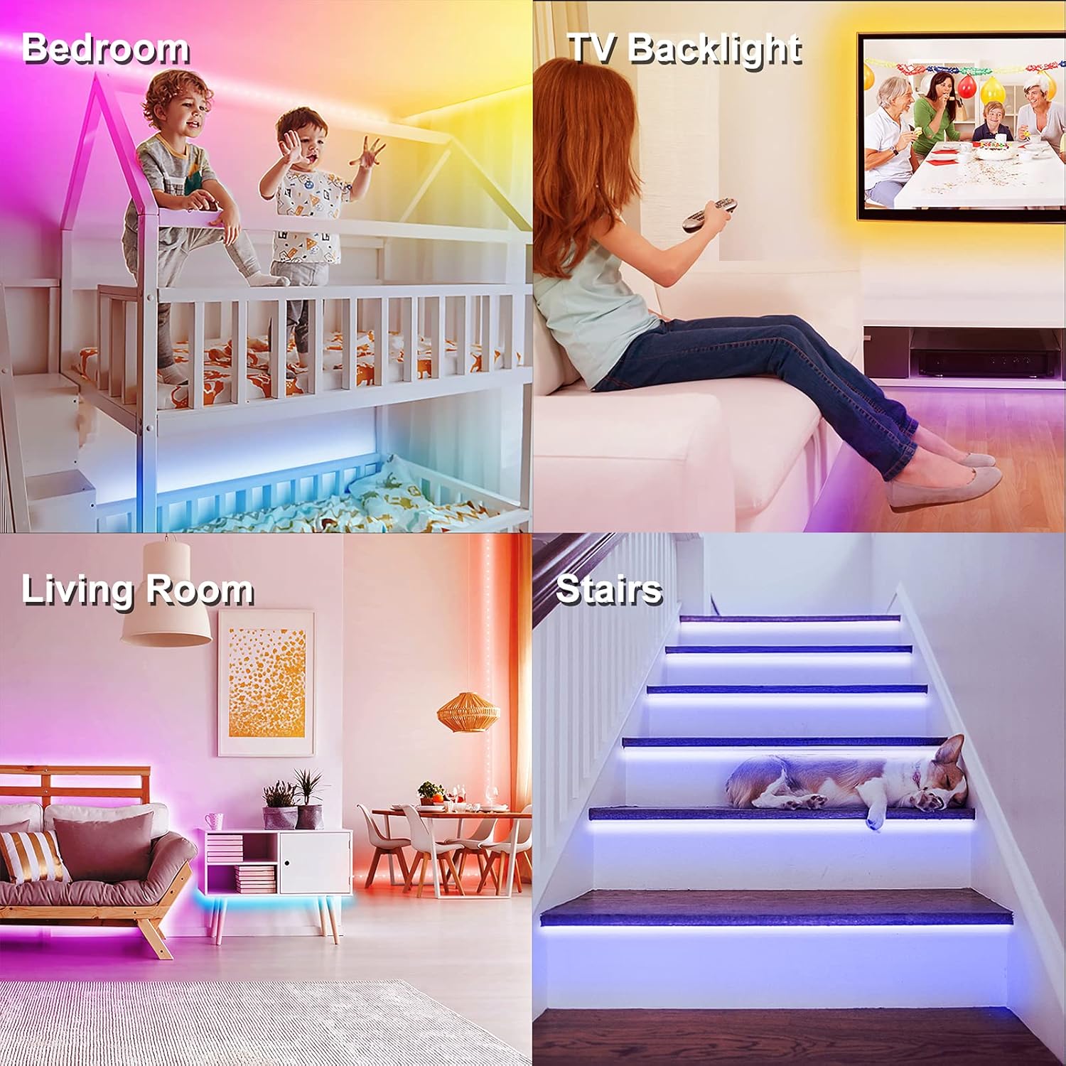 150ft Led Lights for Bedroom, DAYBETTER Smart Led Strip Lights with App Control and IR Remote, Music Sync 5050 RGB Led Light Strip for Home Decoration Pack of 2