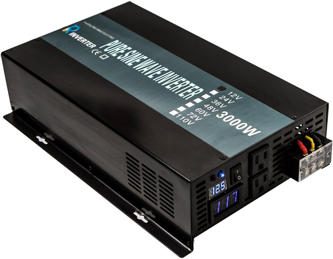 WZRELB 3000W 12V 120V Pure Sine Wave Solar Power Inverter Homeuse DC to AC System