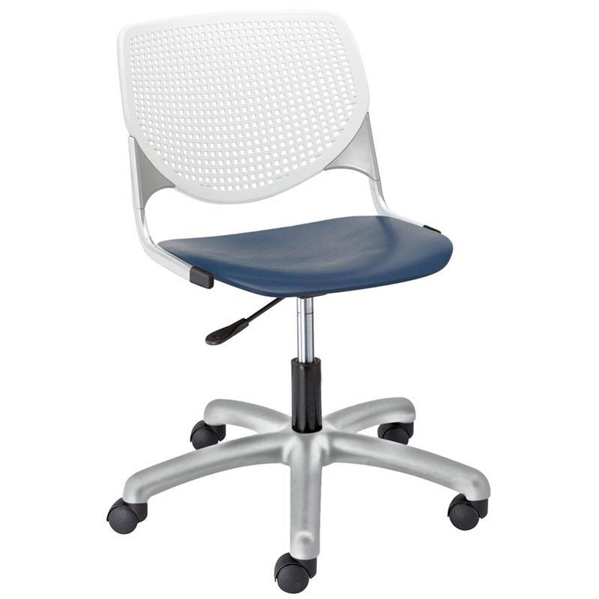 KFI Kool Poly Task Chair, White BACK, Navy Seat