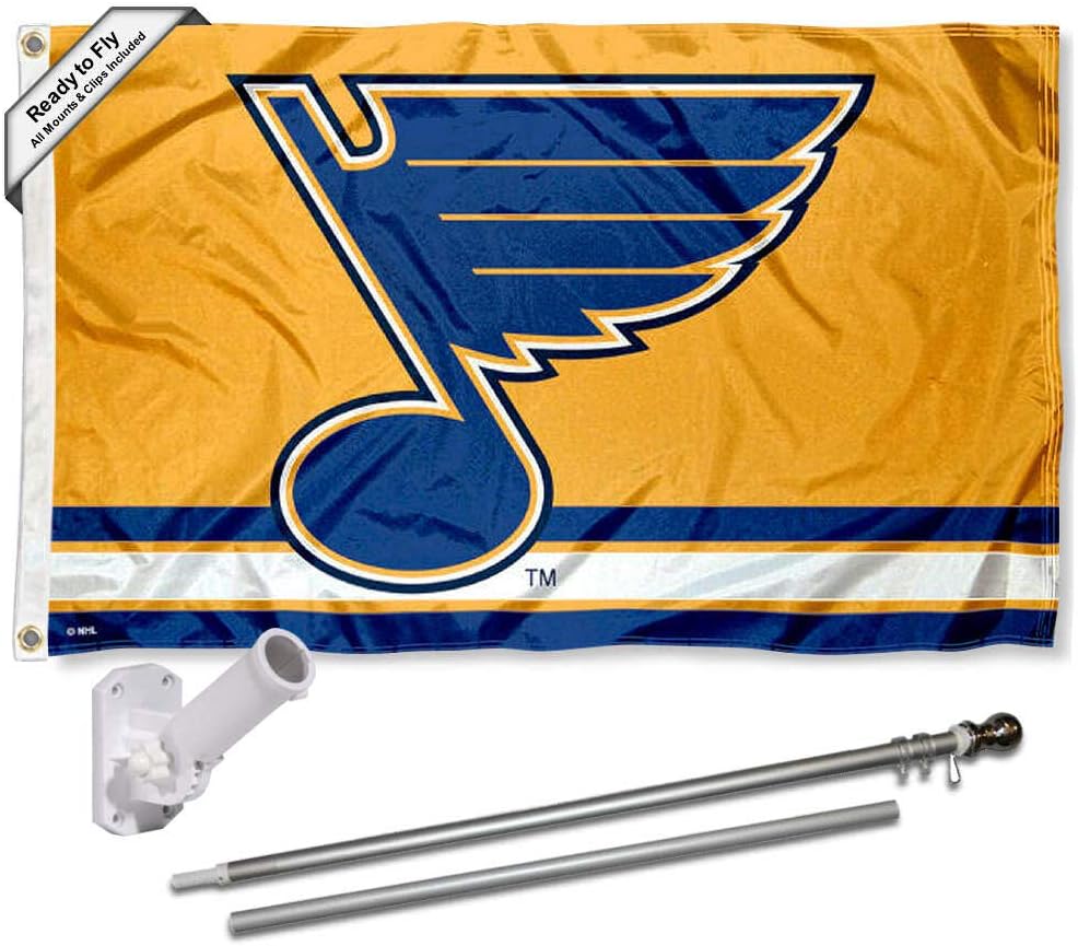 WinCraft St. Louis Hockey Gold Flag Pole and Bracket Set