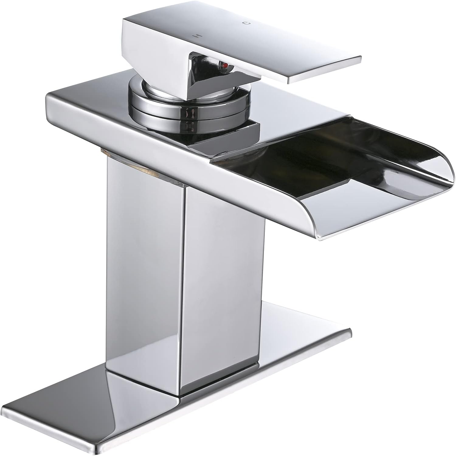 ZORIOU Waterfall Bathroom Sink Faucet, Cold and Hot Water Temperature Sensitive, Wide Spout Basin Modern Faucet with 3 Colors Changes (Matte Black)