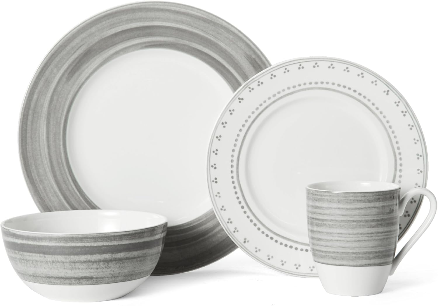 Mikasa Cadence Stone 4 Piece Place Setting, Gray Pack of 2