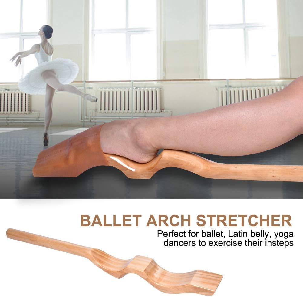 Ballet Foot Stretch, Wooden Pine Dance Foot Stretcher Professional Arch Enhancer with Elastic Band for Ballet Dancers Gymnastics Yoga Dancers Latin Belly, Stretcher Size: Approx. 28.3 x 2.7 x 1.4inch Pack of 2