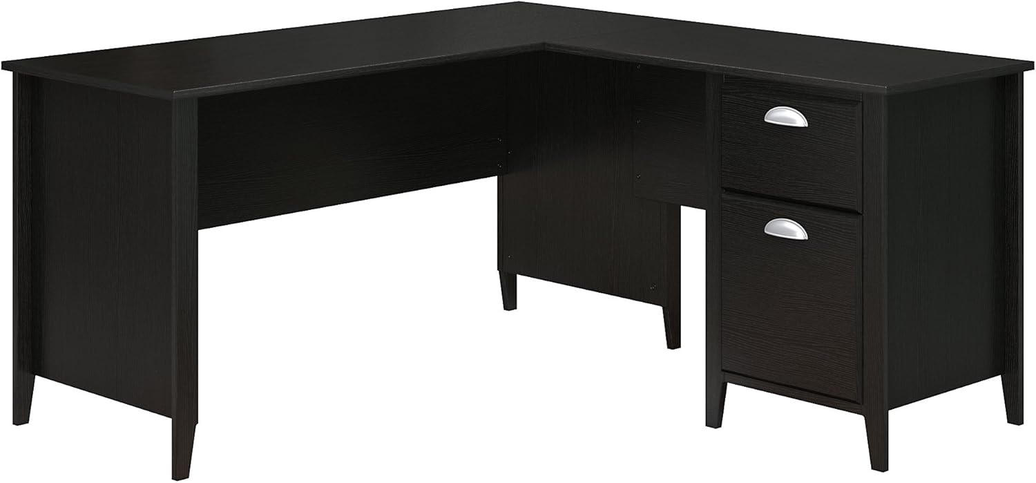 Bush Furniture Kathy Ireland Home Connecticut L Desk, 60W, Black Suede Oak