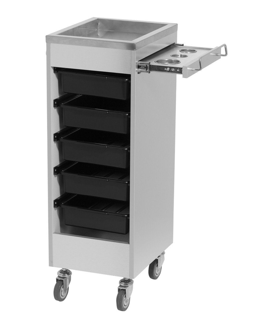 Buy-Rite Aluma Deluxe Styling Trolley/Esthetician Cart for Salons & Spas, Stainless Steel Work Surface, Slide Out Appliance Holder, 5 Drawers, CHM-2758-3
