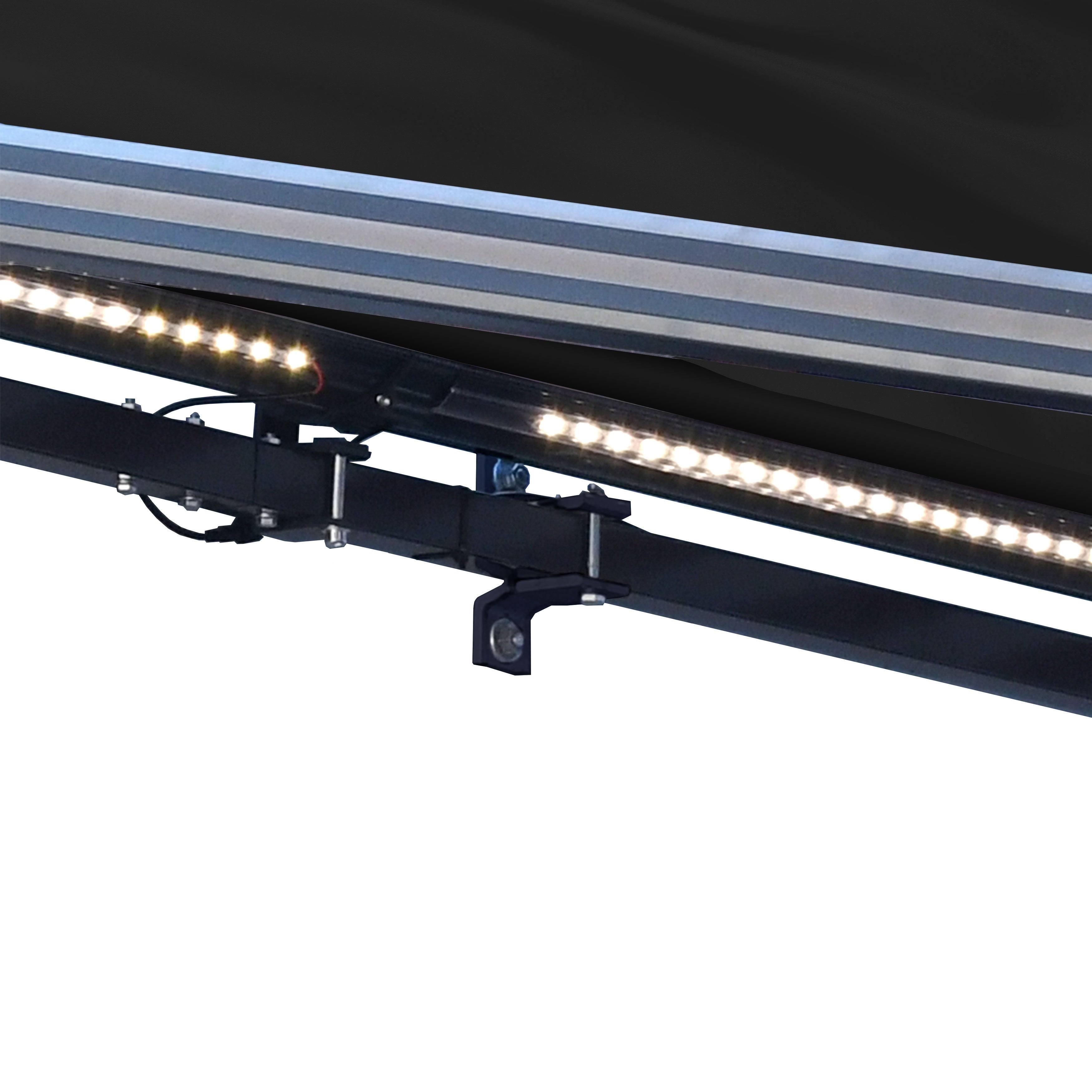 Aleko AWCL12X10BK81-UNB Motorized LED 12 x 10 ft. Half Cassette Retractable Awning Black