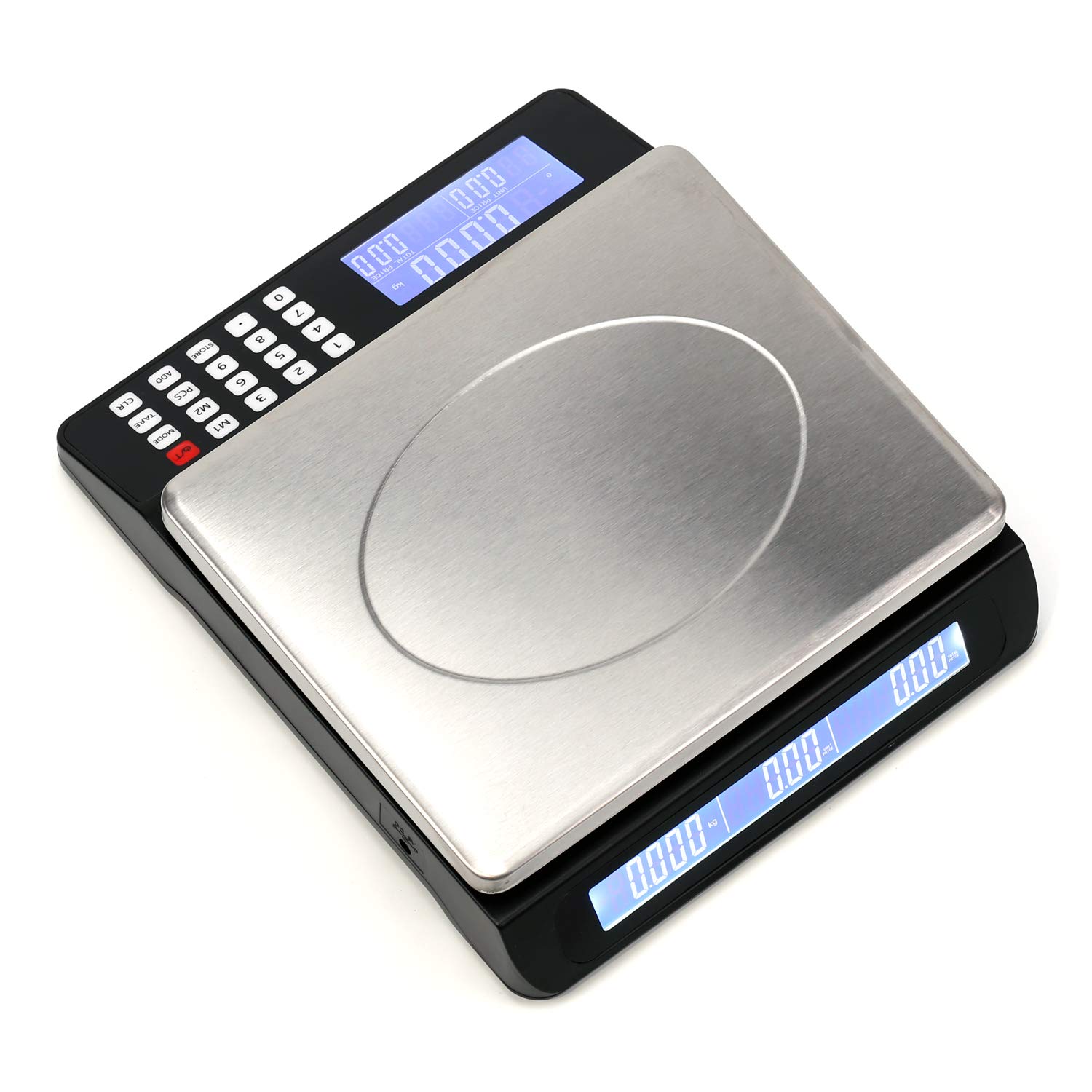 66 lb (30 kg) Digital Postal Scale, Piece Counting, Price Calculation, Dual Backlit LCD, Wide Stainless Steel Pan, Capacity: Max 30 kg (66 lb), Min 0.005 kg (0.02 lb), Division 0.001 kg / 0.01 lb Pack of 2
