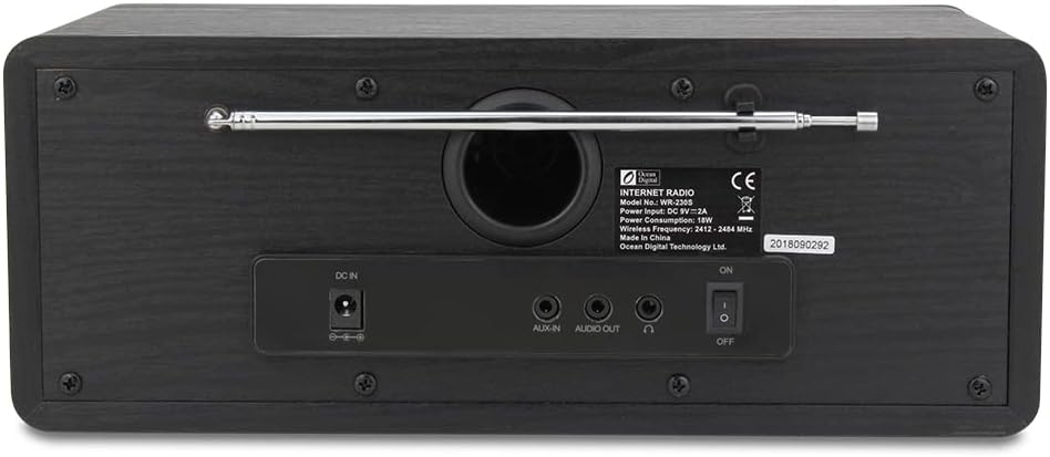 Ocean Digital WiFi/FM Internet Radio WR230SF Alarm Clock Radio with Bluetooth Receiver, Stereo Speakers, 30,000+ Stations, 2.4