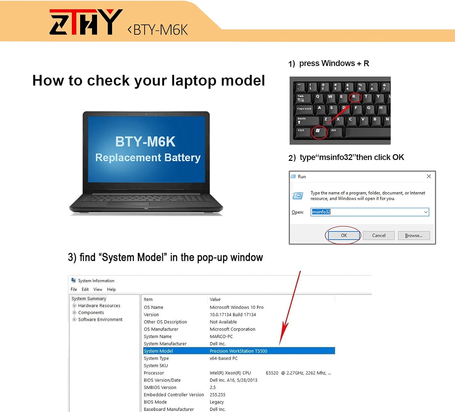 ZTHY BTY-M6K Laptop Battery for MSI Stealth Pro GS63VR 7RG 7RG-005 GF63 Thin 8RC 8RD 9SC 9SCXR 8RD-050NL 010ES GF75 Thin 3RD 8SC 8RD 8RC 8RX 9SC 9SC-088CN MS-17B4 MS-16K3 11.4V 52.4Wh 4500mAh 3Cell Pack of 2
