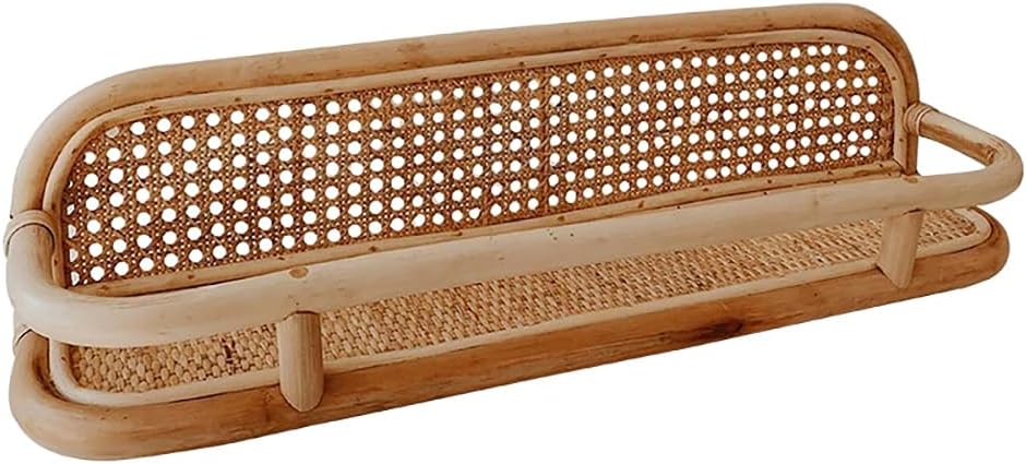 Rattan Wall Shelf Floating Shelvs Wall Mounted Wall Decor Accent Wall Shelf Pack of 2