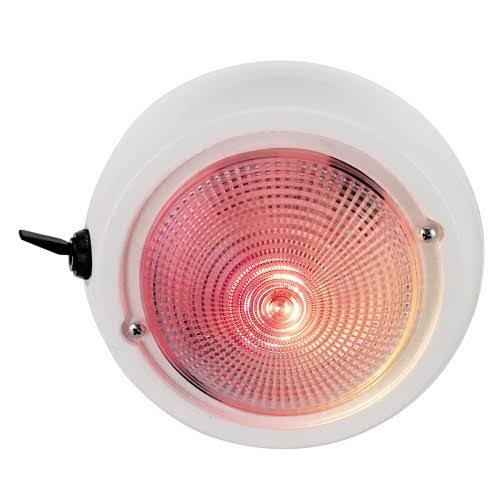 Perko 1263dp1wht 12V Exterior Surface Mount Dome Light with Red u0026 White Bulbs