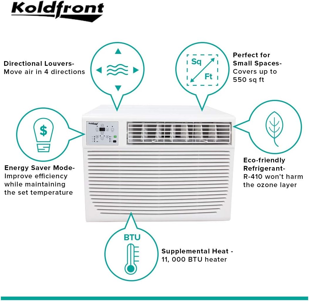 Koldfront WAC12001W 12,000 BTU 208/230V Heat/Cool Window Air Conditioner
