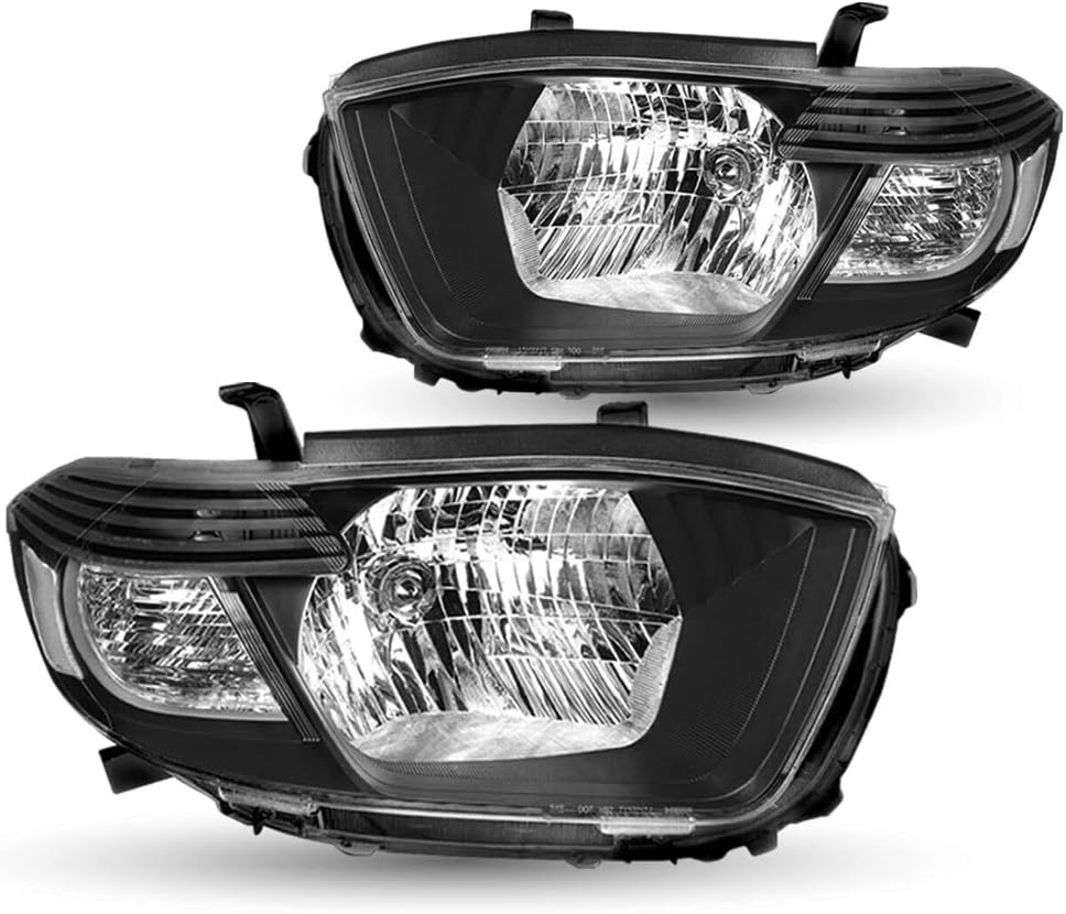 TUSDAR Headlights Assembly Replacement Compatible with 2008 2009 2010 Toyota Highlander Left Driver and Right Passenger Side