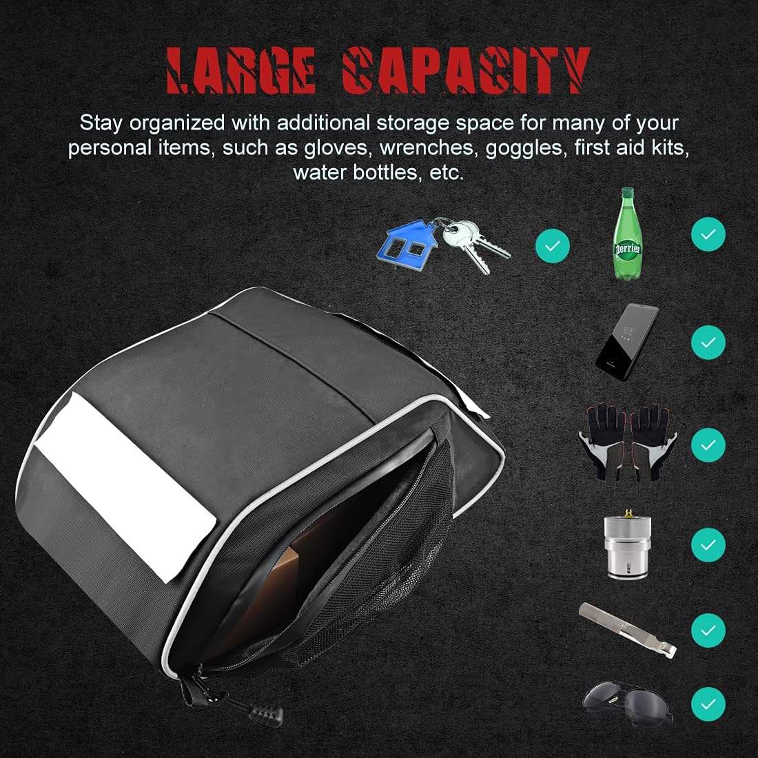 Sammanlight Polaris General Console Bag Center Seats Storage Bag Console Organizer Storage Bag Compatible with Polaris General 1000/1000-4 2016 2017 2018 2019 2020 2021 (Blck-1 Pack）