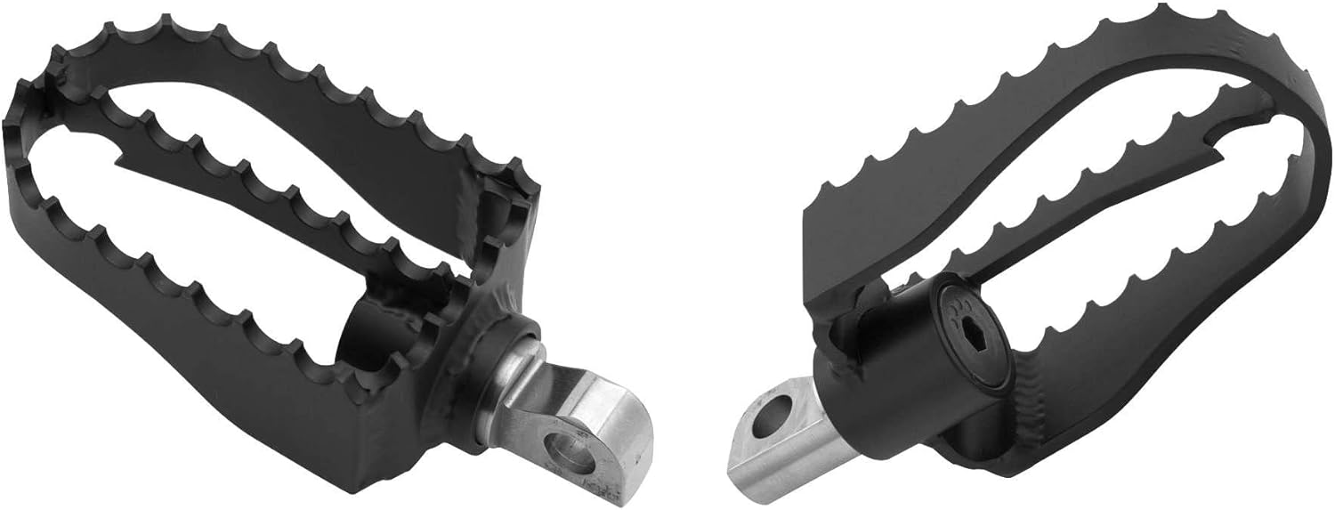 Burly Brand MX Style Foot Pegs for Rider - Serrated Claw Grip, Steel, Satin Black Powder Coated Finish, For Harley Davidson Softtail and Triumph Thruxton Motorcycles, 1 Pair (B13-1007B)