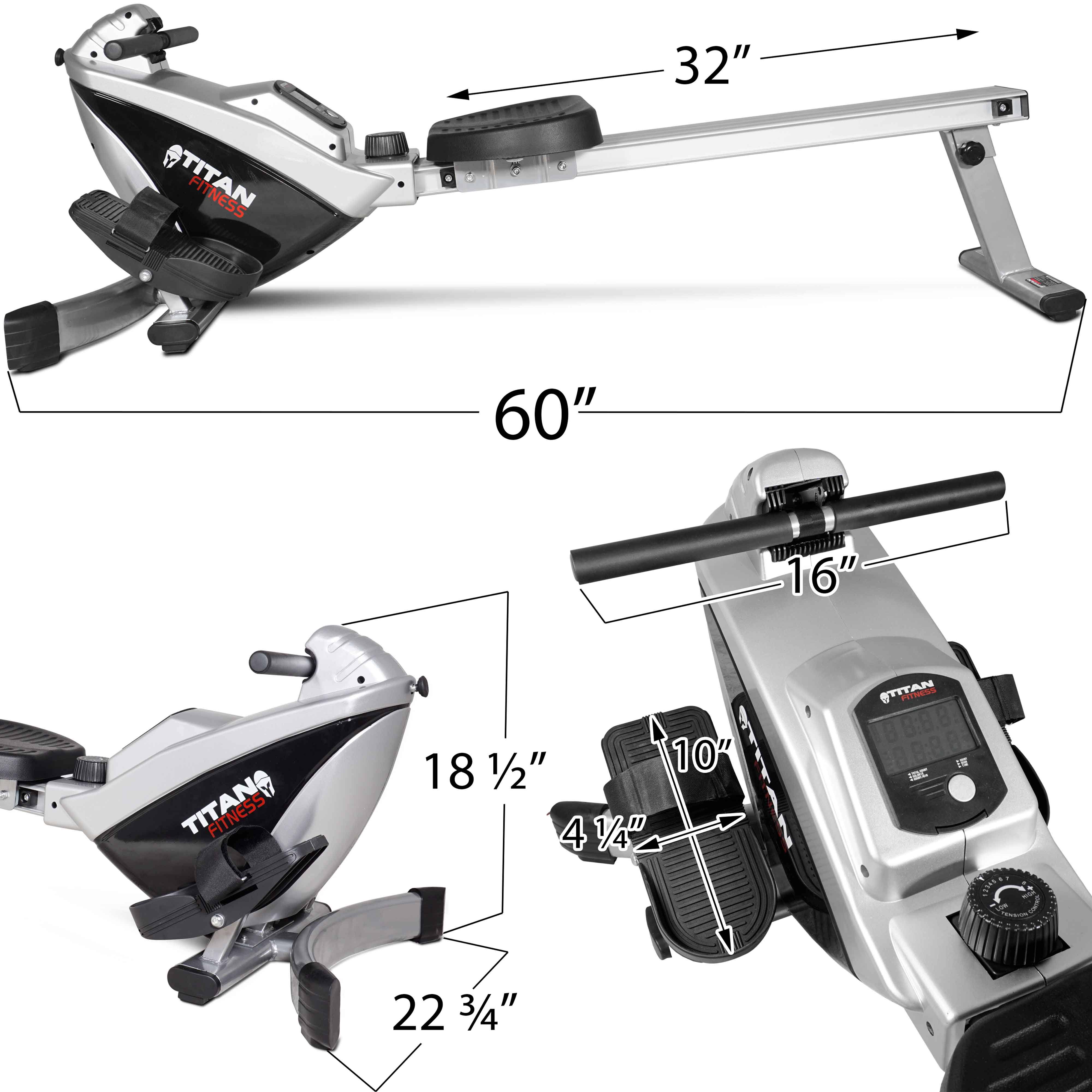 Titan Adjustable Magnetic Resistance Rowing Rower Machine Folding w/ LCD Screen