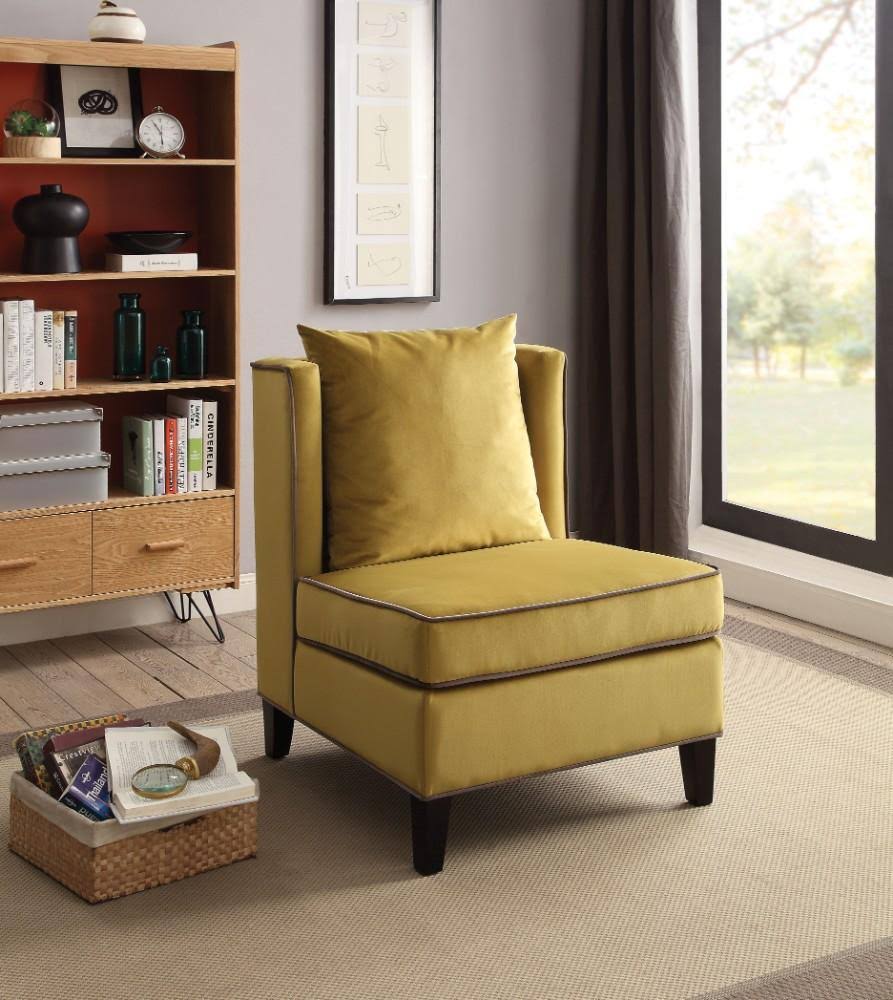 Benzara - Modish Accent Chair, Yellow Velvet
