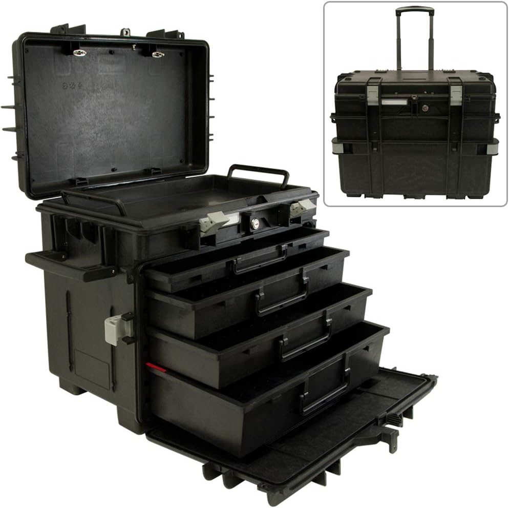 Mobile Tool Chest With 4 Drawers, Stackable, Lockable, Resistant to Impact and Harsh Weather