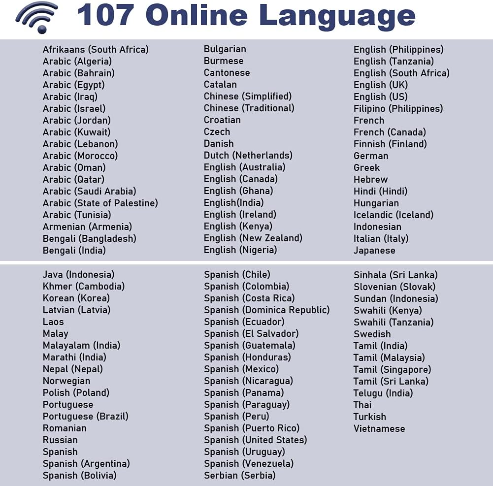 Language Translator Device, Multi-Function Language Translator with Voice & Photo & Sentence Translation, Base on WiFi OR Network Pack of 2