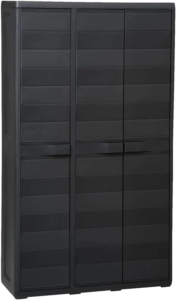 vidaXL Garden Storage Cabinet with 2 Shelves Adjustable Black and Gray Locker