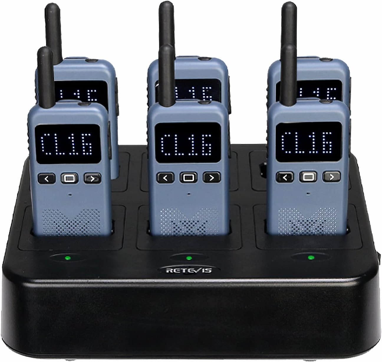 Retevis RB19 Walkie Talkies for Adults, Portable Rechargeable Two Way Radio, FRS 22 Channel, Ultra-Thin, License-Free,1650mAh Battery (6 Pack),with 6 Way Multi Charger