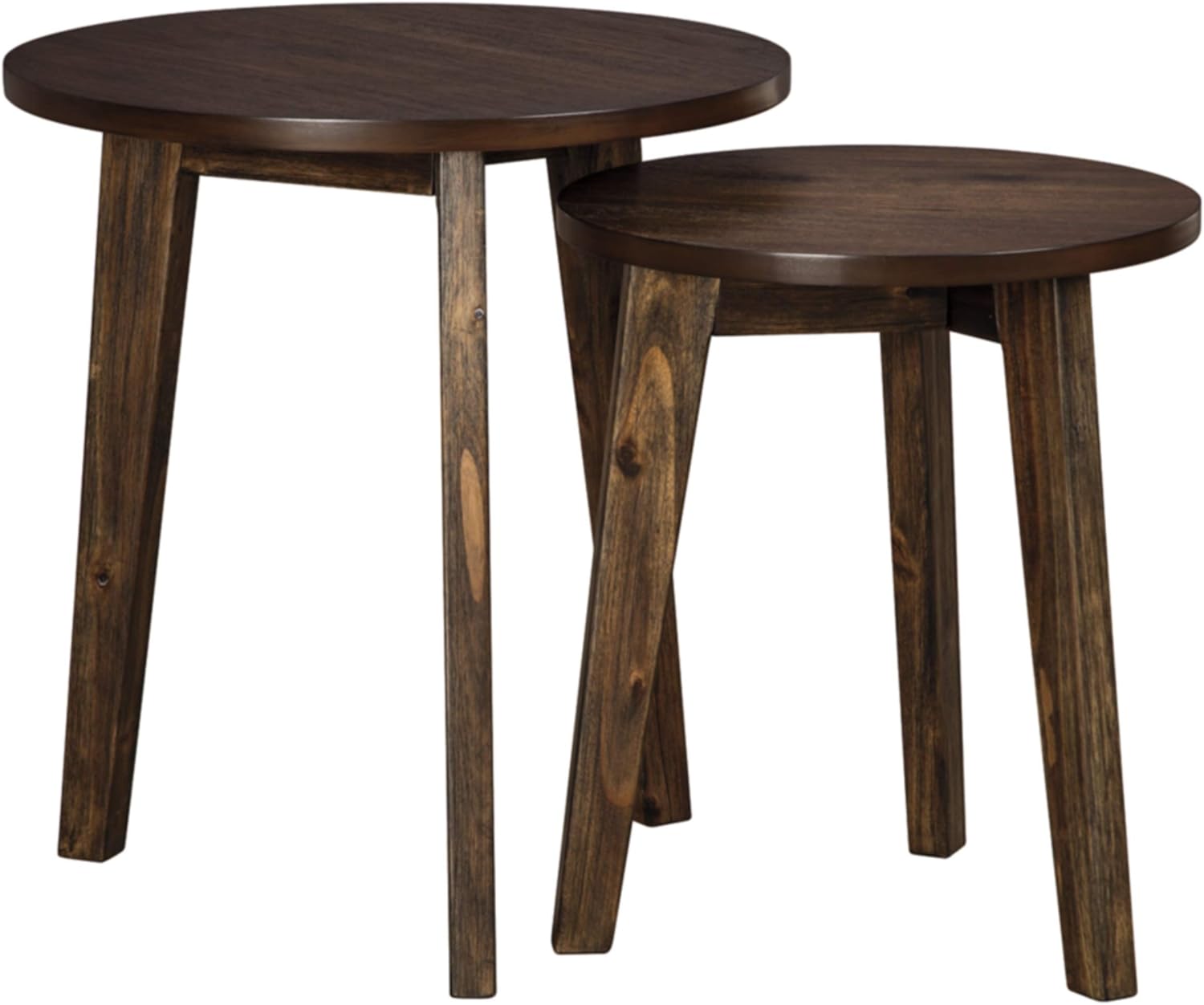 Signature Design by Ashley Enderton Distressed Contemporary Accent Table, 23 Inches, Brown and Black Pack of 2