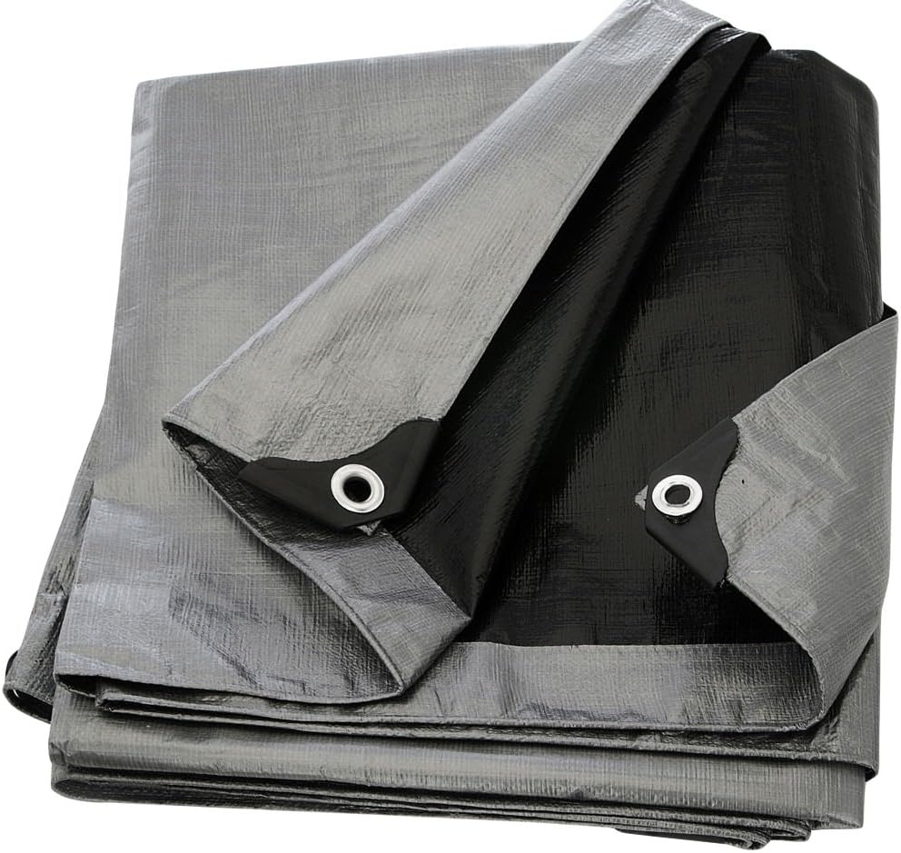 Comfitwear Heavy Duty Waterproof UV Blocking 10 Mil Poly Tarp, Silver/Black