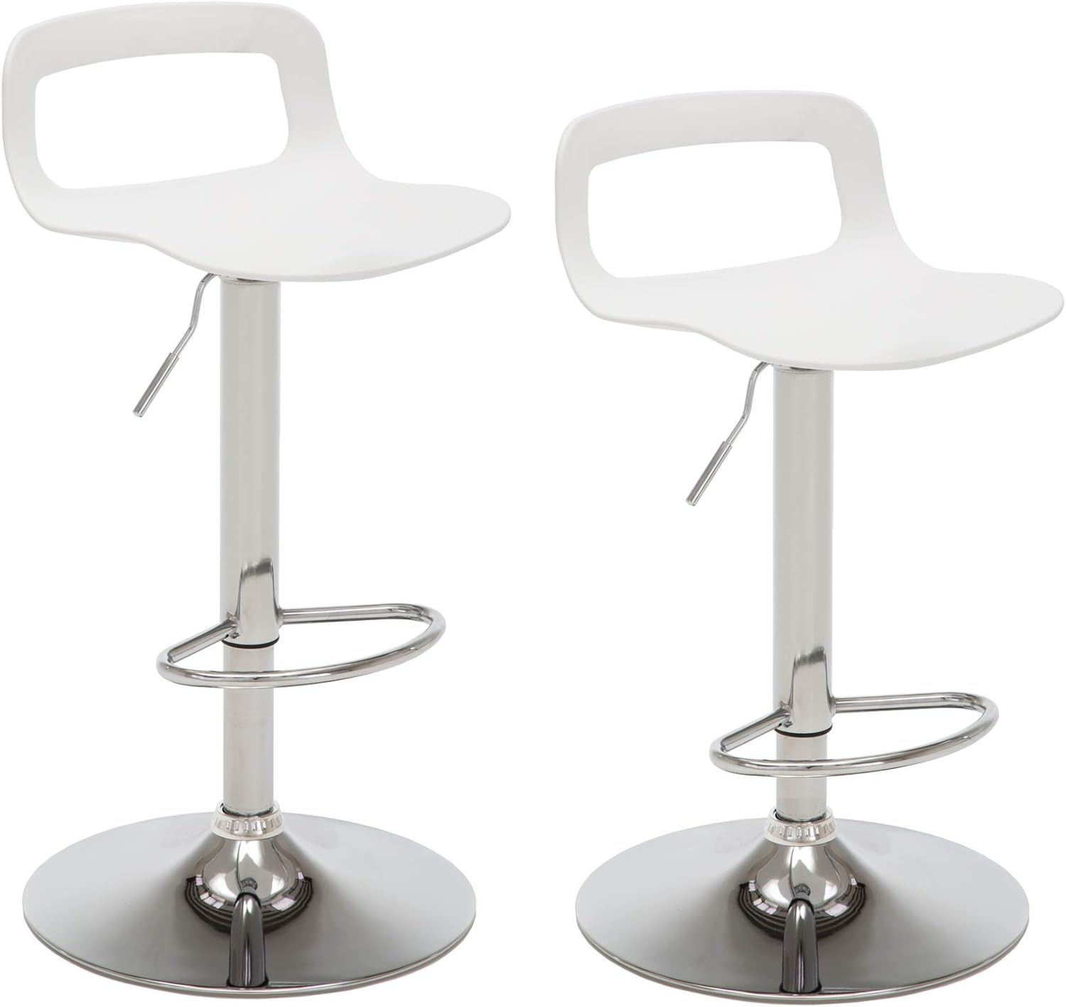 NOBPEINT Contemporary Chrome Air Lift Adjustable Swivel Bar Stool, Set of 2, Black