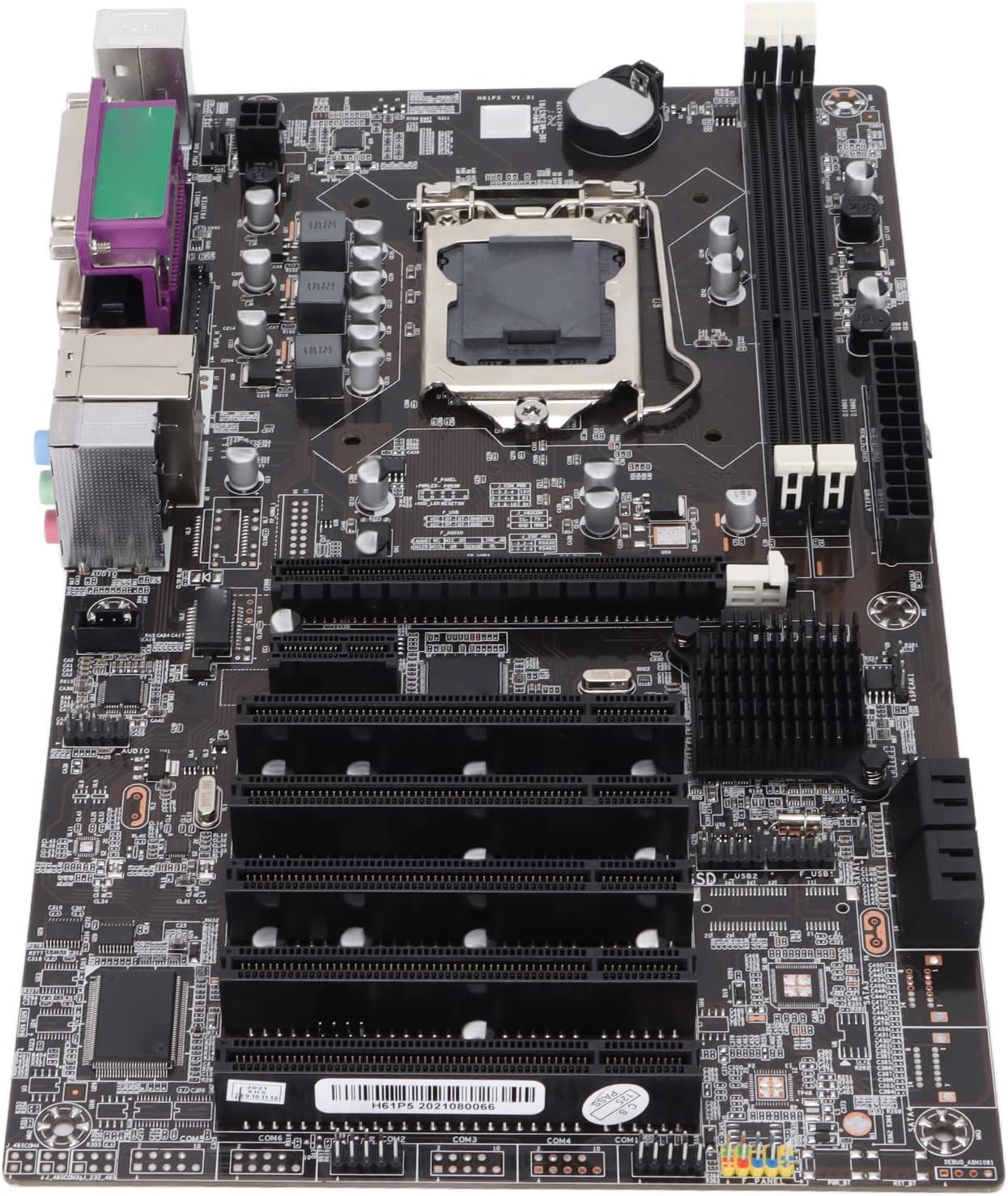 LGA 1155 Motherboard, Gaming Motherboard H61 with HDMI SATA2.0 USB2.0, 5 PCI Interfaces, PCIE 1X, Support VGA, LPT Port for Computer