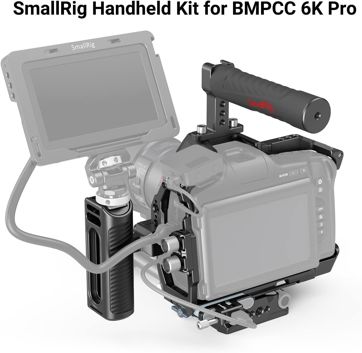 SmallRig Camera Cage Kit for BMPCC 6K Pro, with Camera Cage, 15mm Baseplate, Top Handle, Side Handle, HDMI Cable Clamp, SSD Mount for Blackmagic Design Pocket Cinema Camera 6K Pro &ndash; 3584