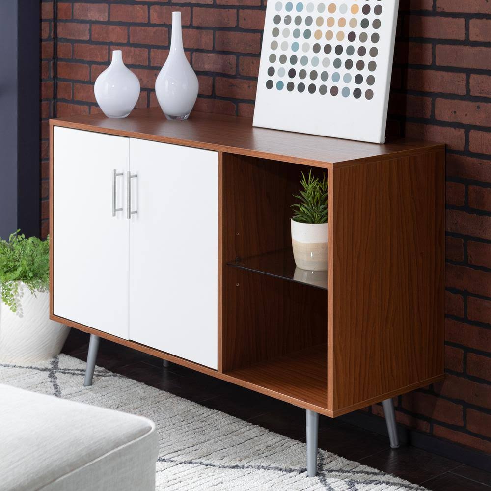 Walker Edison Furniture Company 44x22 Mid Century Modern TV Stand Buffet - Acorn/White