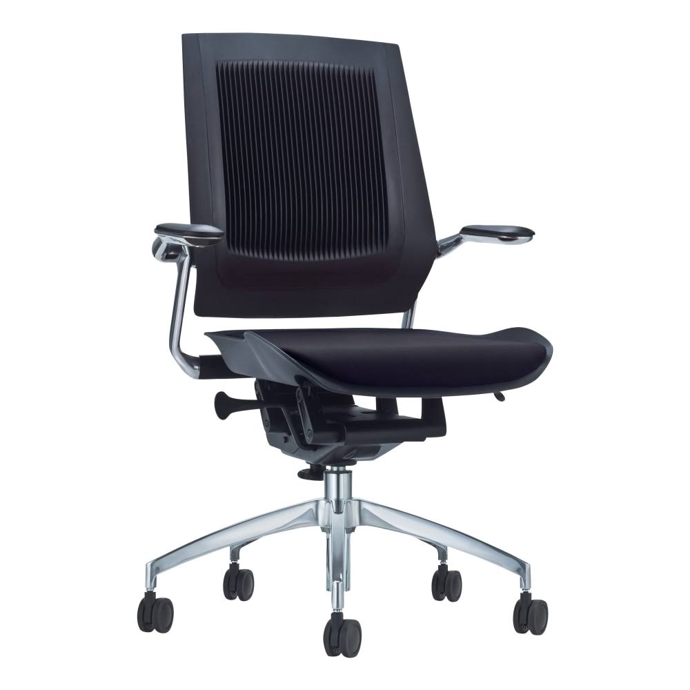 Koplus Bodyflex Fabric Mid-Back Task Chair, Black/Silver