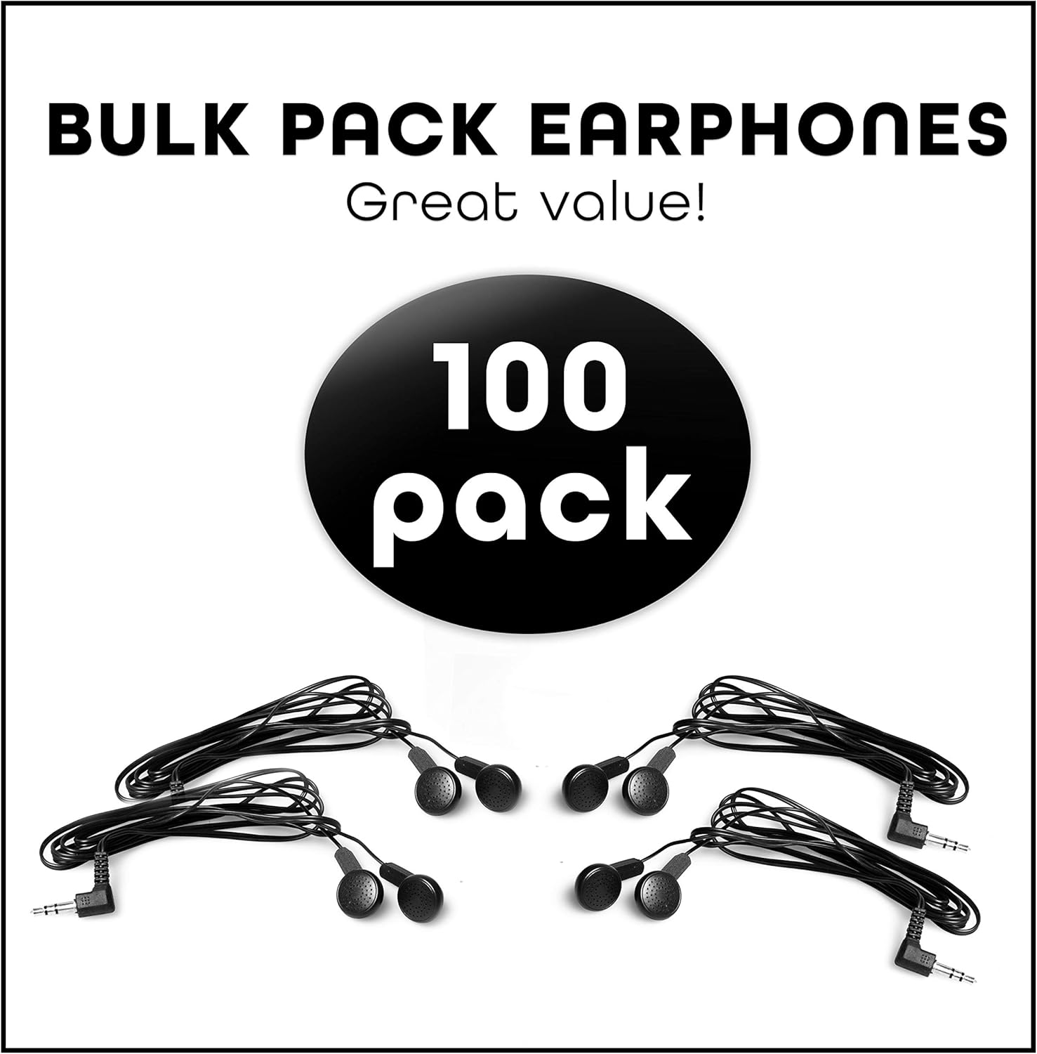 Pack of 100 Bulk Earbuds Headphones Wholesale Ear Buds for Classroom Pack of 2