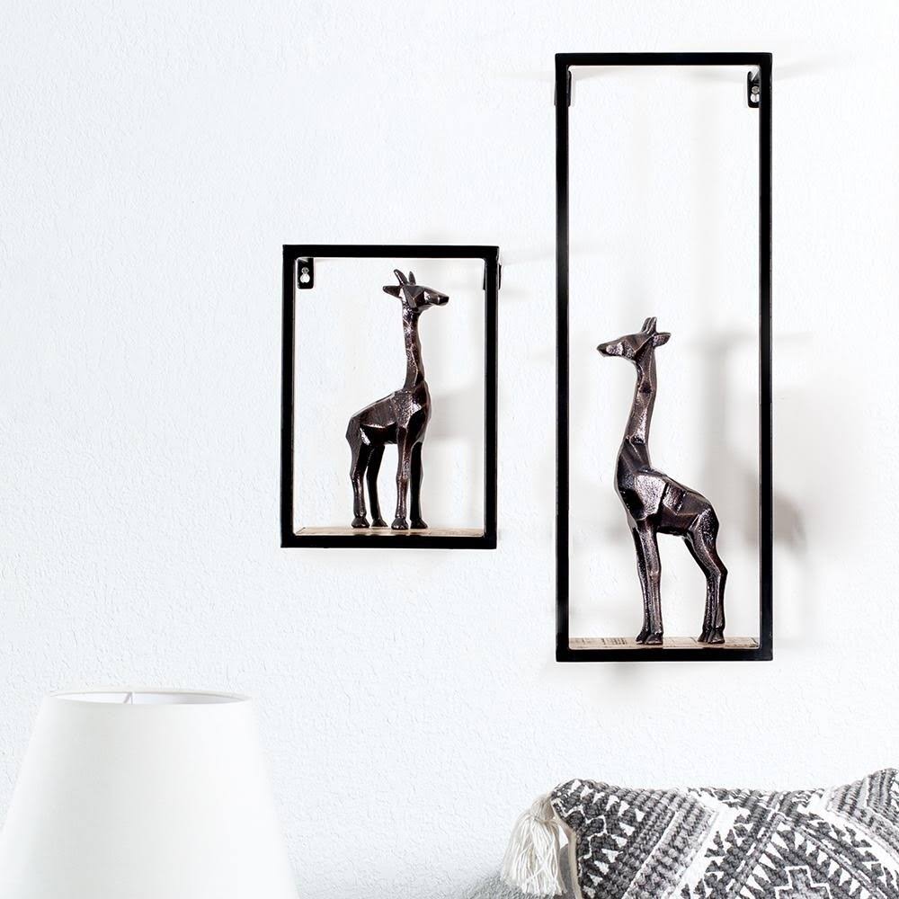 Madison Set of 2 Shelf - 27.50x22 x 9.75x22 x 7.50x22 - Black u0026 Natural Wood