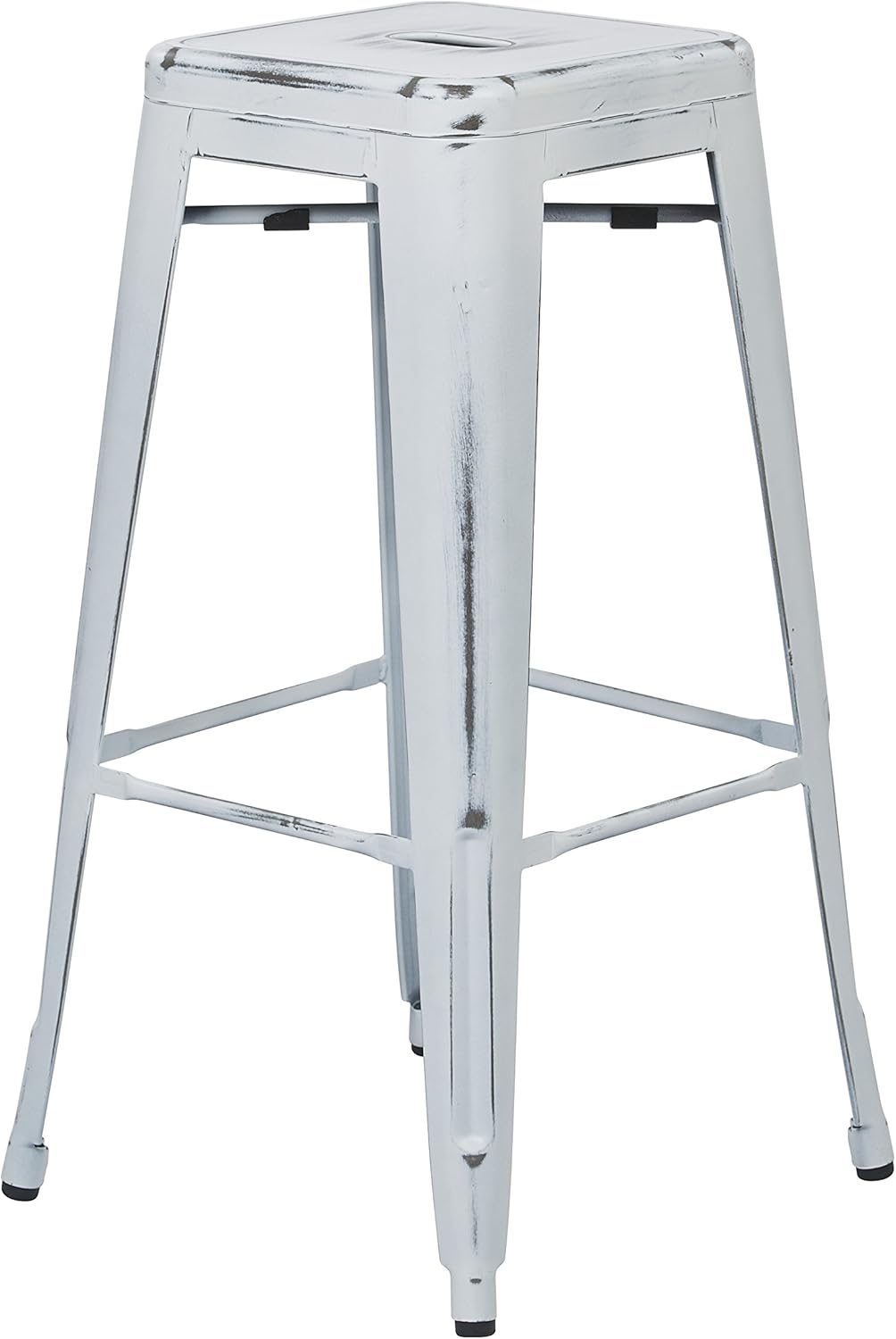 OSP Home Furnishings Bristow Antique Metal Barstool, 30-Inch, Antique White, 4-pack