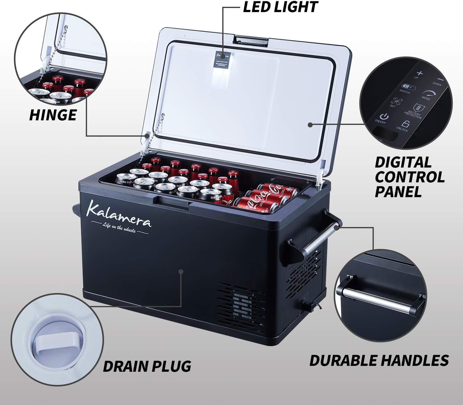 Kalamera Portable Refrigerator for Car, 37 Quarts Car Cooler for Camping | -4°F to 50°F Compressor Based Electric 12V Fridge for Vehicles and Trucks | AC and DC Travel Freezer for RV