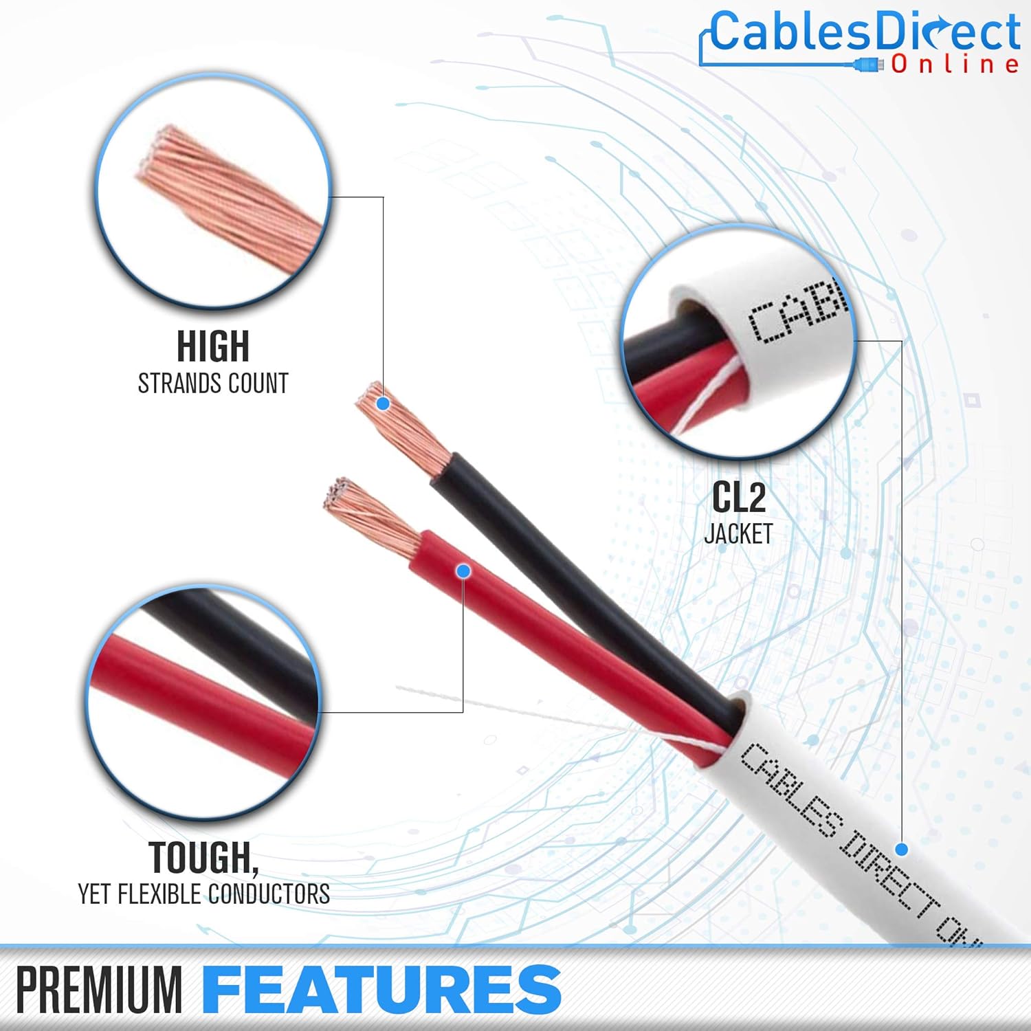 250ft 12AWG 2 Conductors (12/2) CL2 Rated Loud Speaker Cable Wire, Pull Box (for in-Wall Installation) (12AWG / 2 Conductors, 250ft) Pack of 2