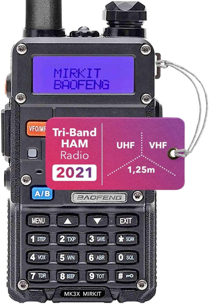 Mirkit x Baofeng Radio UV-5R MK3X Legal Power 2021 2100 mAh Li-ion Battery, Tri-Band Radio VHF, 1.25M, UHF, Mirkit Edition and Neck Strap Lanyard Mirkit Ham Radio Operator Pack of 2