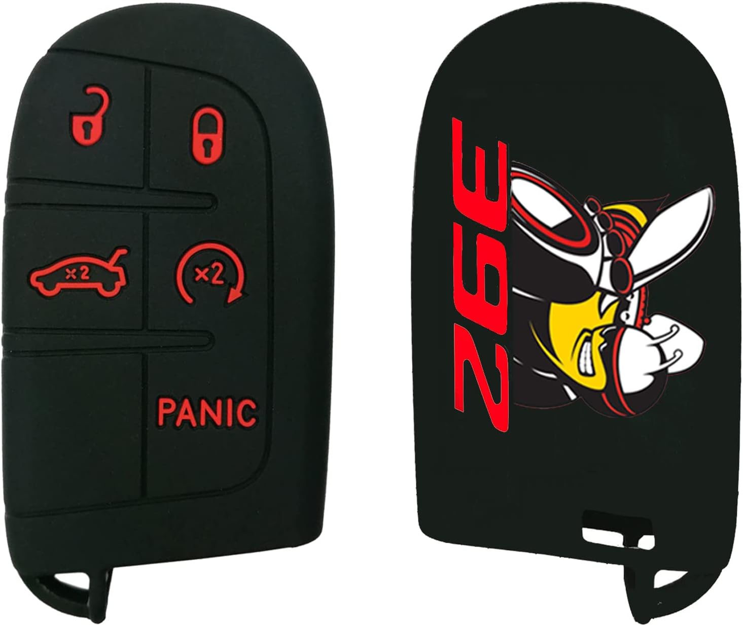 Rubber Smart 5 Buttons Key Cover Fob Case Shell Keyless Protector Jacket Glove Holder for Dodge Challenger Charger Scat Pack&hellip;