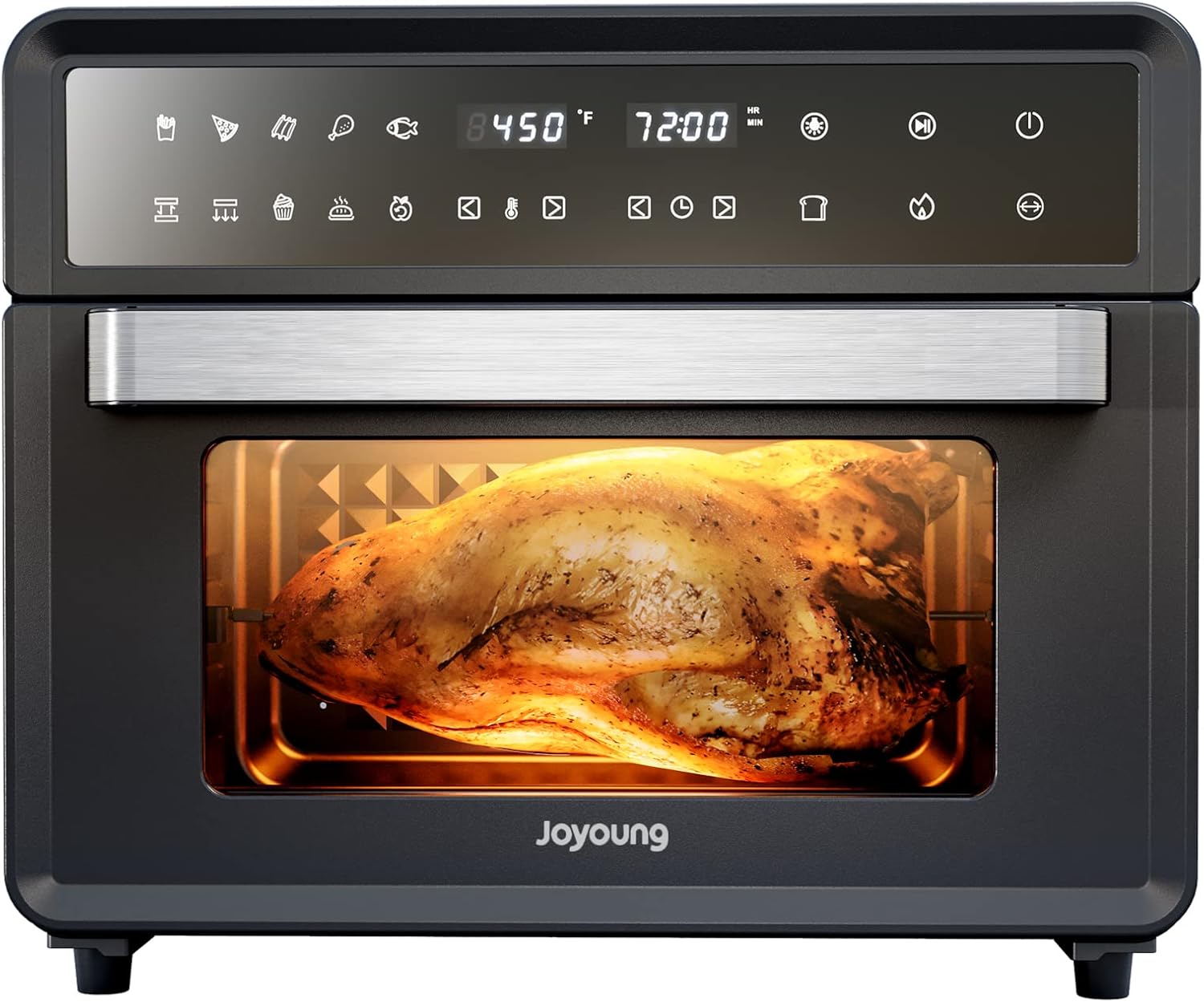 JOYOUNG Air Fryer Toaster Oven 28Qt Convection Oven for Less Oil 13 Preset Functions Air Fryer Oven LED Digital Touch Screen Countertop Oven with Wide Temp Range, Free Recipes, 1800W, Black