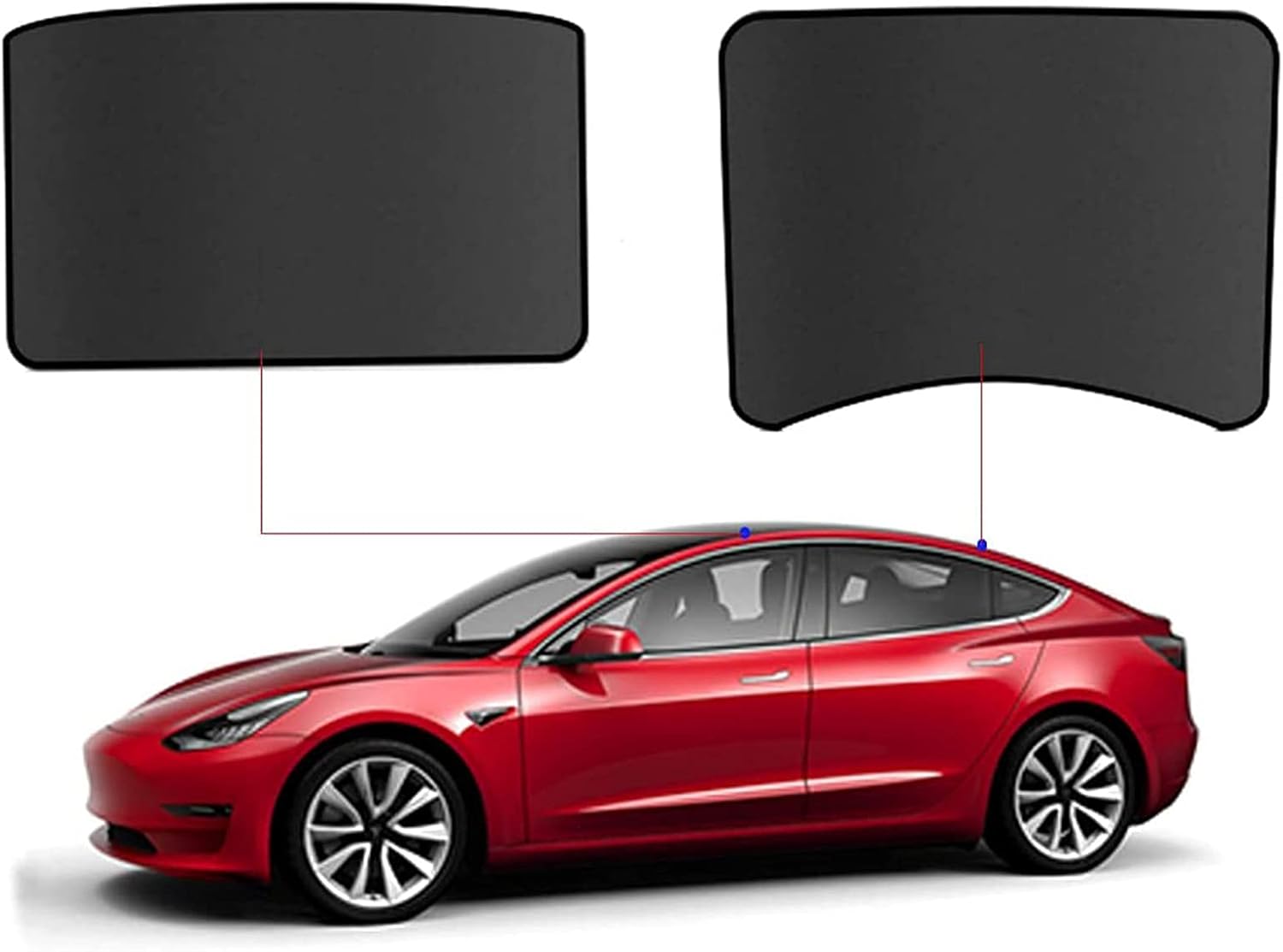 for Tesla Model 3 Roof Sunshade Sunroof Rear Window Sun Shade Foldable Skylight Glass Heat Blocking Shades(2 of Set roof+ Rear) Pack of 2