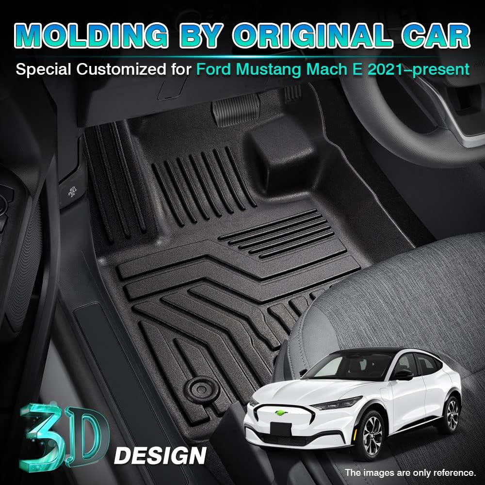T TGBROS Custom Fit for Car Floor Mats Ford Mustang Mach E 2021 2022 Mach-E (NOT for Ford Mustang) All-Weather Floor Mat Liners Front & Rear Row Full Set Liner Non-Slip TPE Odourless