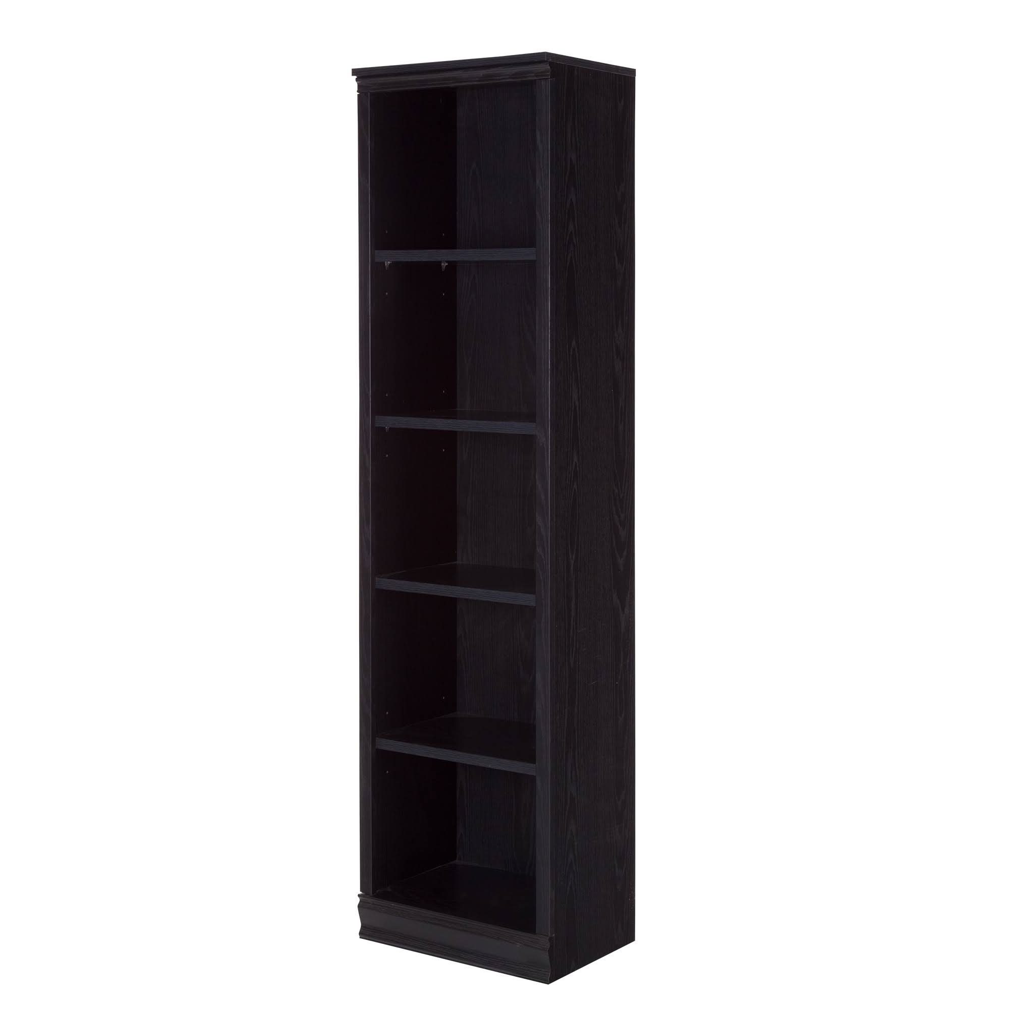 South Shore Morgan 5 Shelf Narrow Bookcase Black Oak