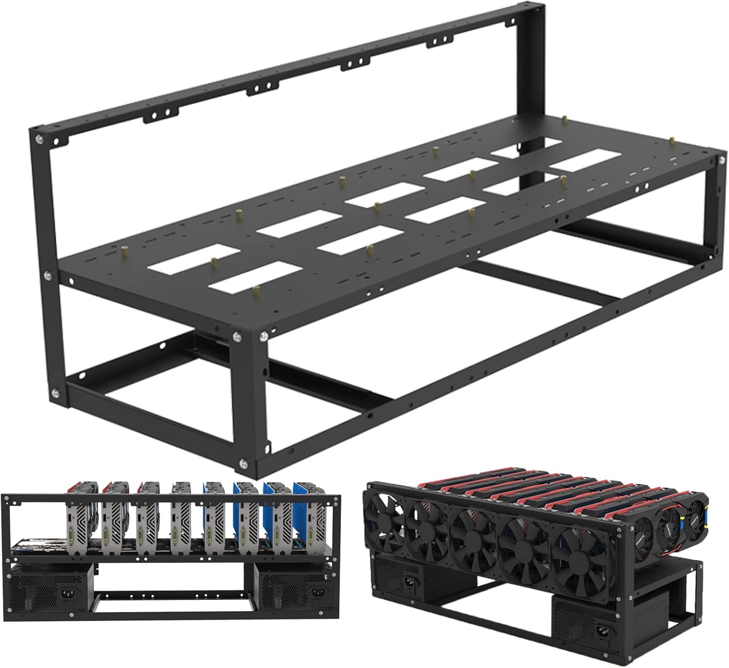 MLLIQUEA Mining Rig Frame for BTC-S37/B75/B85, 8 GPU Motherboard Stackable Steel Open Air Miner Kit, Computer Frame Rig Rack for ETH/ETC/ZEC Mining