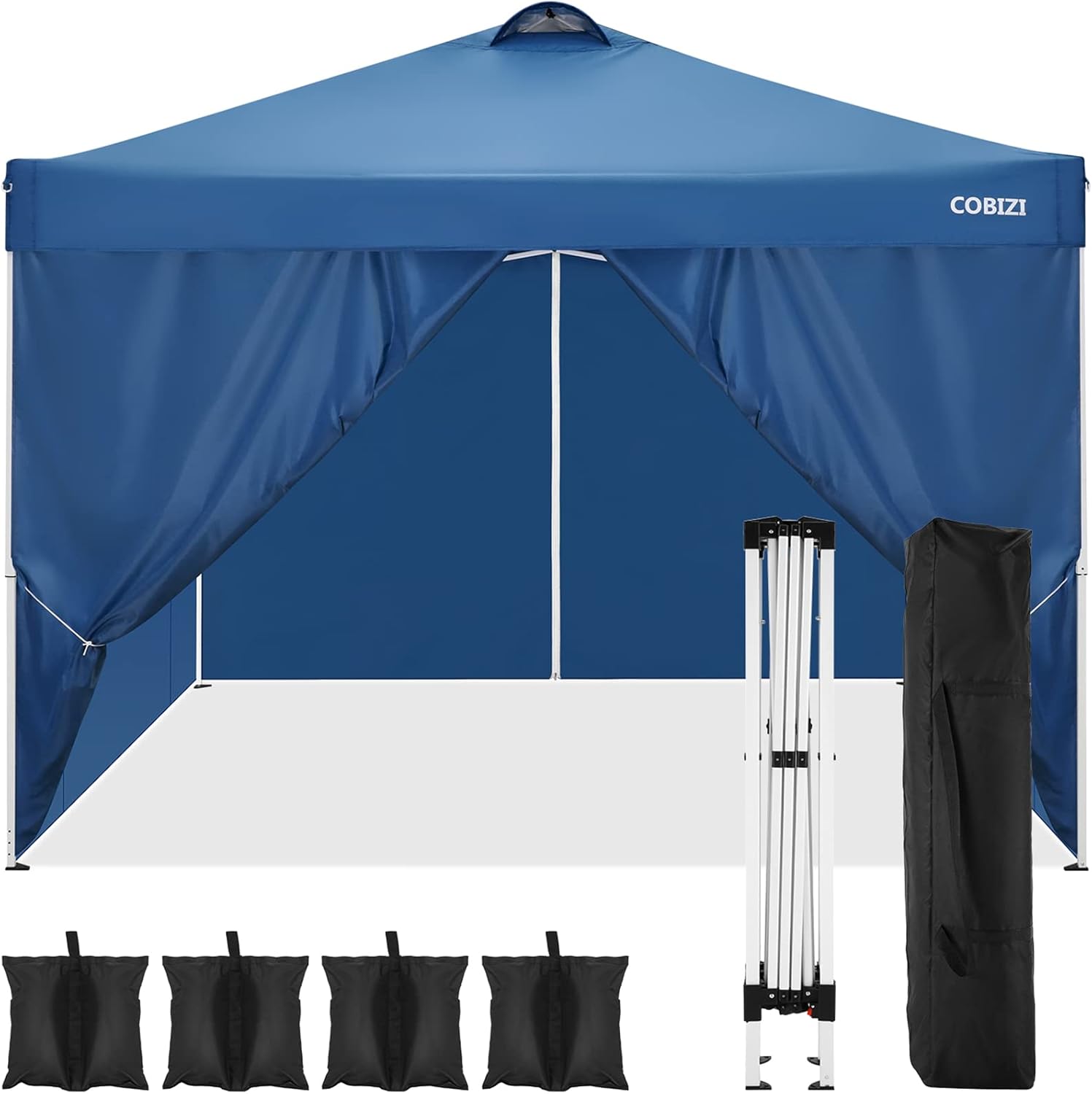 10x10 FT Outdoor Portable Canopy Tent with Sidewalls, Commercial Instant Canopy Party Tent Adjustable Height Beach Canopy Gazebo Shelter for Events, Wedding