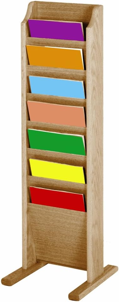 Wooden Mallet 7-Pocket Cascade Free-Standing Magazine Rack, Mahogany