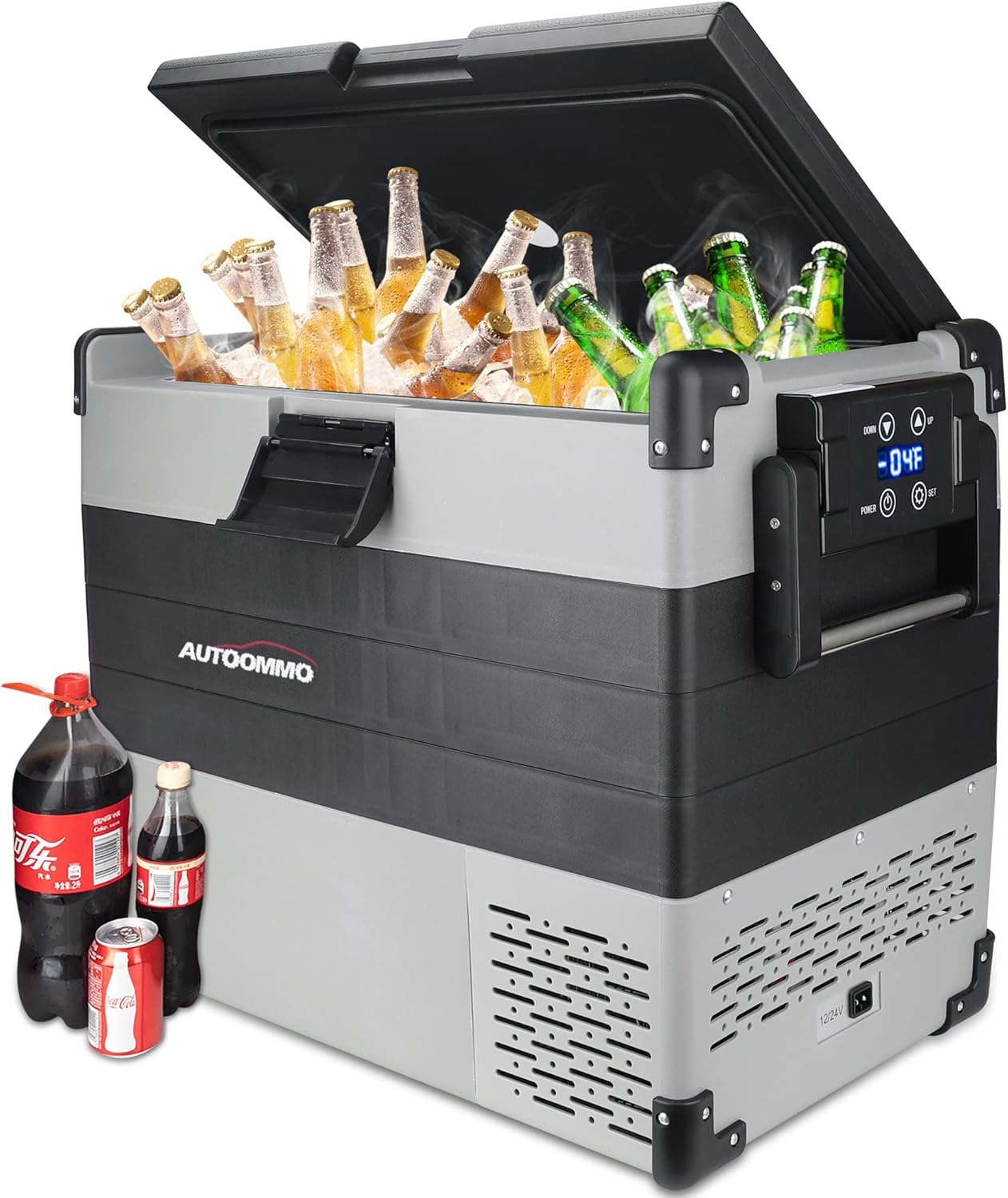 Car Refrigerator - AUTOOMMO 55 Quart Car Fridge (-4℉~50℉), 12 Volt Portable Car Freezer with 6A 12/24V DC 100/240V AC Adapter for Camping Travel and Truck RV SUV Van Boat Home Use