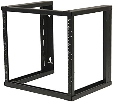 NavePoint 9U Wall Mount Open Frame 19 Inch Server Equipment Rack Threaded 16 inch Depth Black