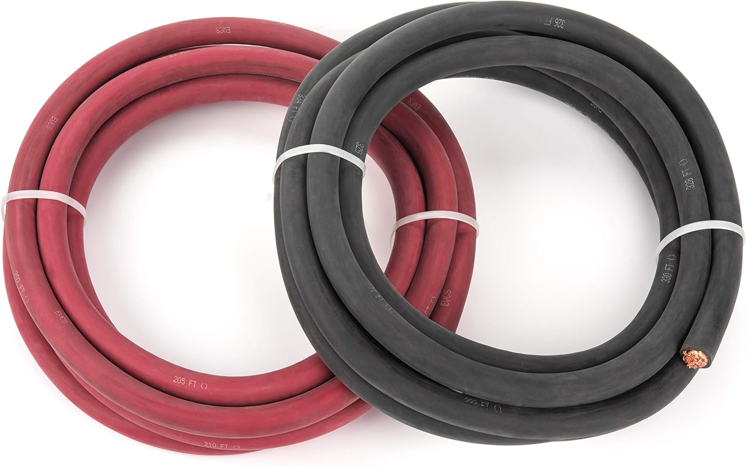 4/0 Gauge - 10 Feet Black + 10 Feet Red Combo - EWCS Brand 100% Copper Premium Industrial Grade Extra Flexible Welding Cable 600 Volt Black+Red Combo Package